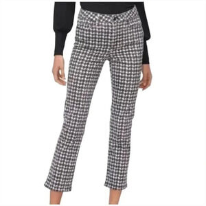PAIGE Cindy Houndstooth Cropped Jeans Black Cream Size 30